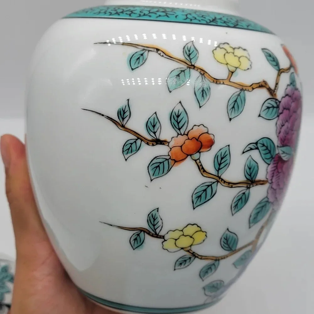 Vintage RARE ARDCO Multicolor Floral Ginger Jar From Japan Porcelain